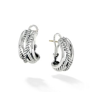 David Yurman Sterling Silver Crossover Cable "Shrimp" Earrings